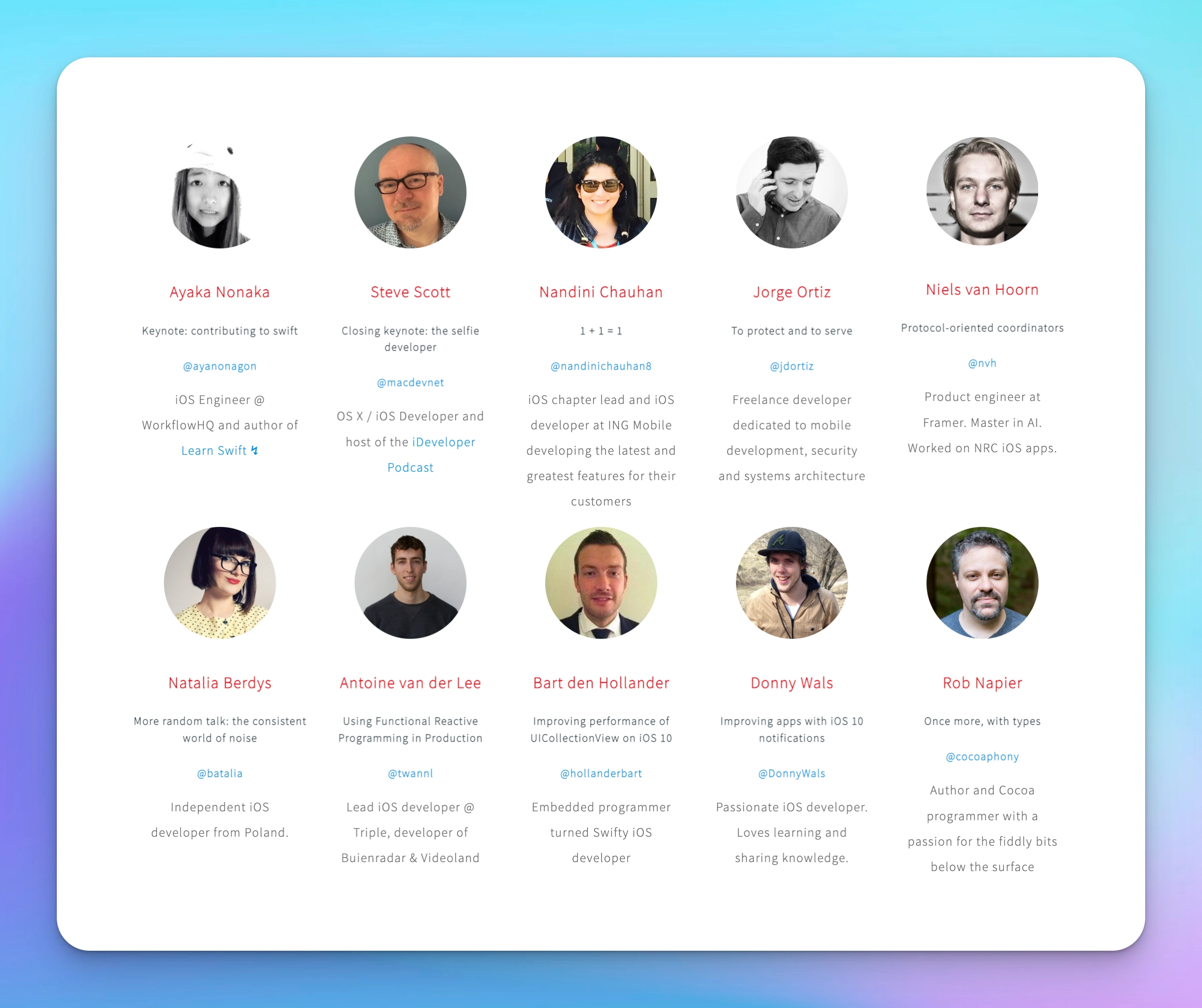The 2016 speaker line-up of Do iOS.